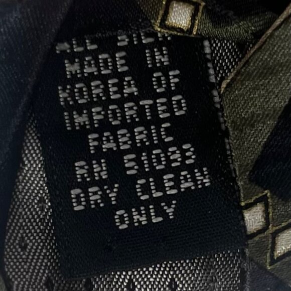 J Ferrar Mens Silk Tie Blue Tan Green Geometric Print - Picture 3 of 4